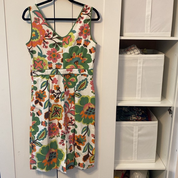 Boden White Green Orange Floral Shift Dress - Picture 5 of 6